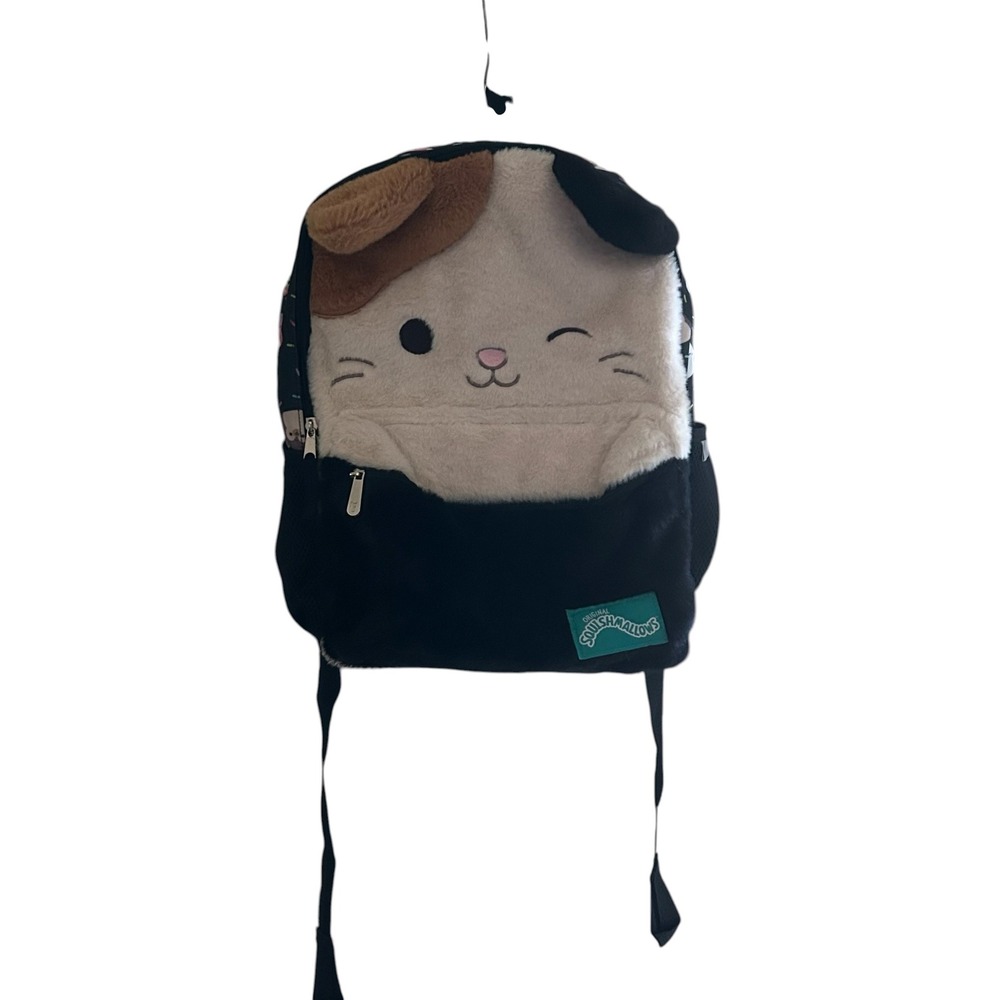 Squishmallows Cam the Cat Plush Backpack Bioworld Calico Cat Black Cream Brown